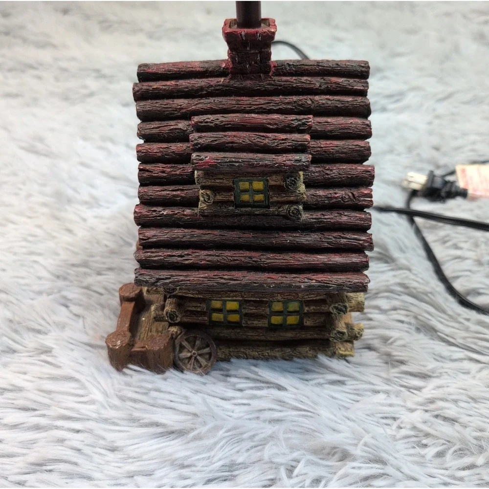 LOG CABIN Lake House Deer Shack hunting Fishing Resin Table Lamp Home Decor